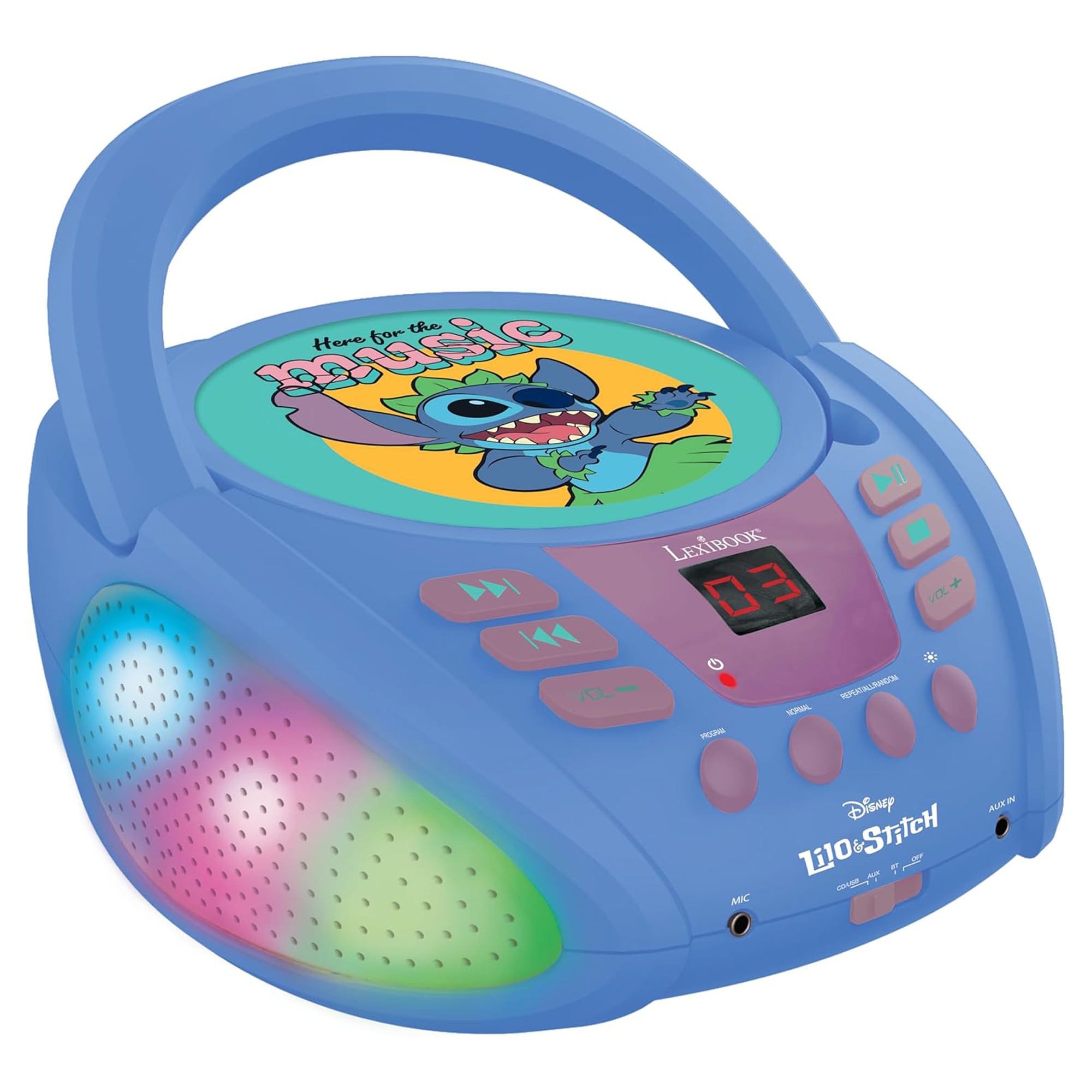 Lexibook Reproductor De Cd Bluetooth Iluminado Disney Stitch