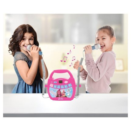 Player digital de karaoke cu lumini și 2 microfoane - Barbie