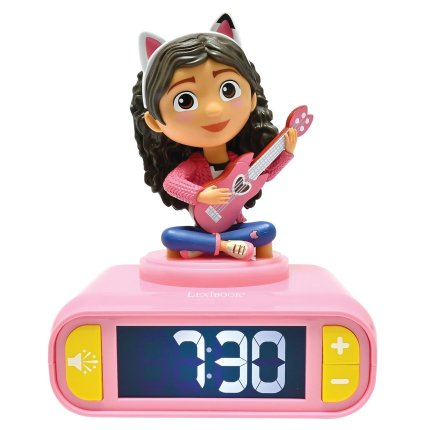 Budzik z nocnym 3D światłem Koci domek Gabi