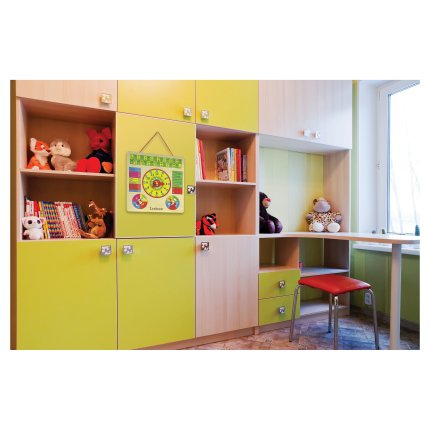 Houten kalender met klok in het Nederlands Bio Toys