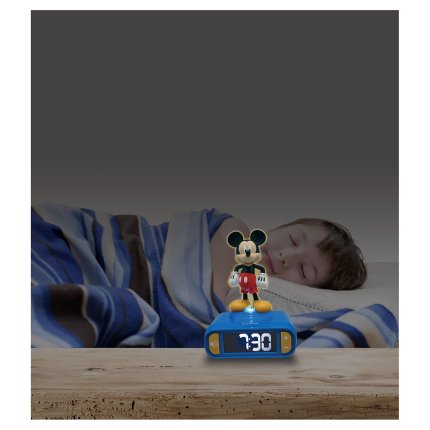 Ceas deșteptător cu lumină de noapte 3D Mickey Mouse