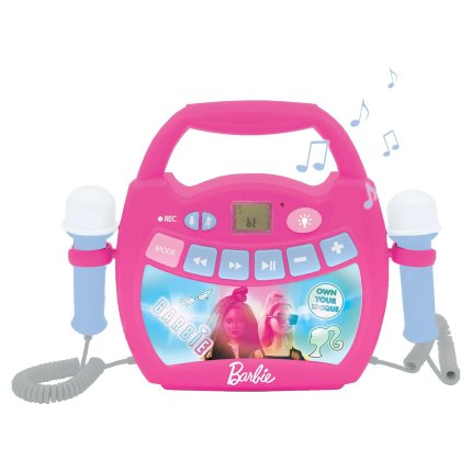 Digitale karaoke-speler met licht met 2 microfoons met licht Barbie