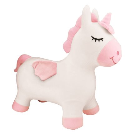 Unicorno gonfiabile saltellante in peluche