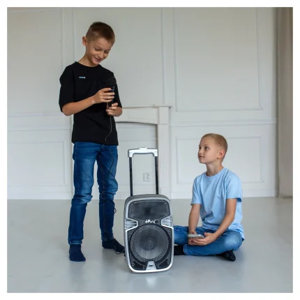 Bezdrátový karaoke reproduktor na kolečkách s mikrofonem iParty