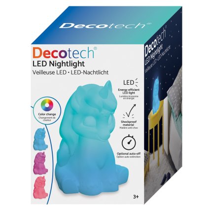 Luce notturna LED 3D design Unicorno 20 cm