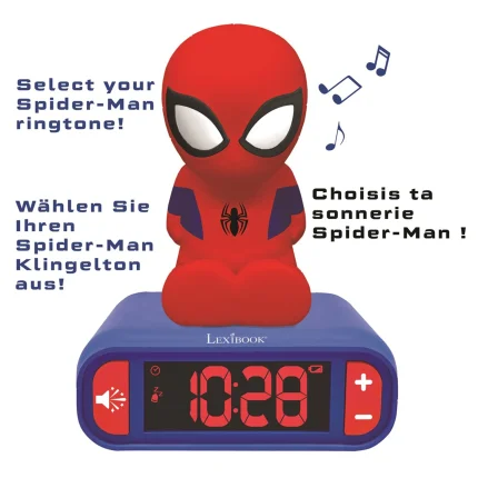 Budík s nočným 3D svetlom - Spider-Man