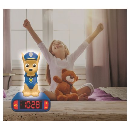 Budík s nočným 3D svetlom Chase - Labková patrola