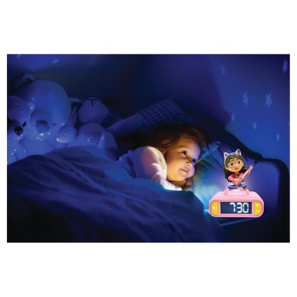 Budzik z nocnym 3D światłem Koci domek Gabi