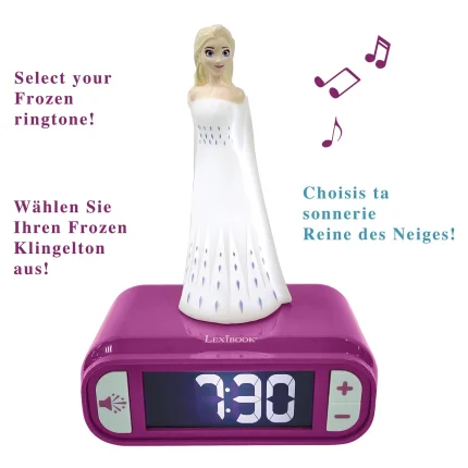 Budík s nočním 3D světlem Elsa - Ledové království