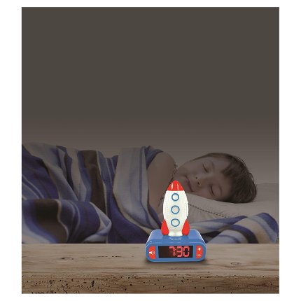 Alarm Clock with 3D Night Light Rocket