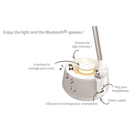 Lampada da tavolo LED con altoparlante