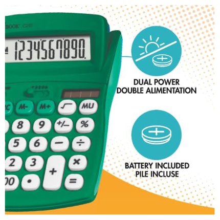 10-Digit Calculator with Adjustable Screen Angle Green