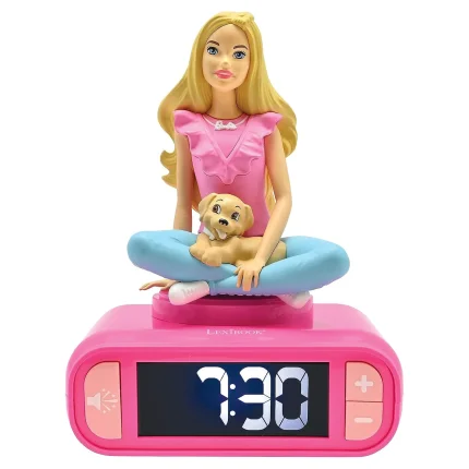 Budík s nočným 3D svetlom - Barbie