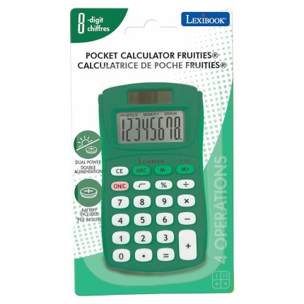 8-Digit Solar Pocket Calculator Green