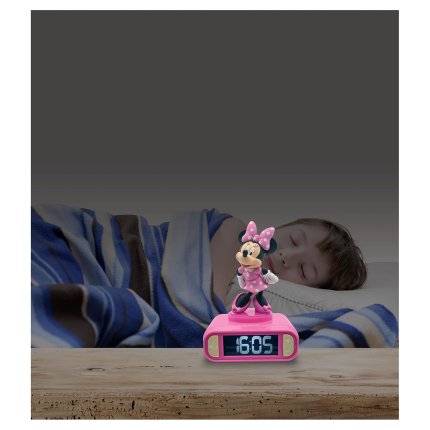 Ceas deșteptător cu lumină de noapte 3D Minnie Mouse
