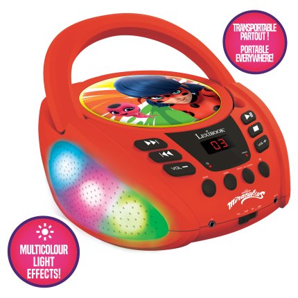 Svetleči Bluetooth CD predvajalnik - Miraculous: Zgodbe Ladybug in Cat Noir