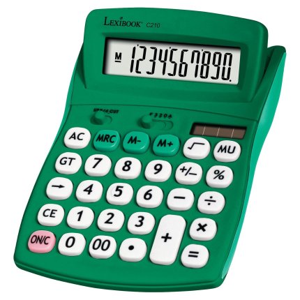 10-Digit Calculator with Adjustable Screen Angle Green
