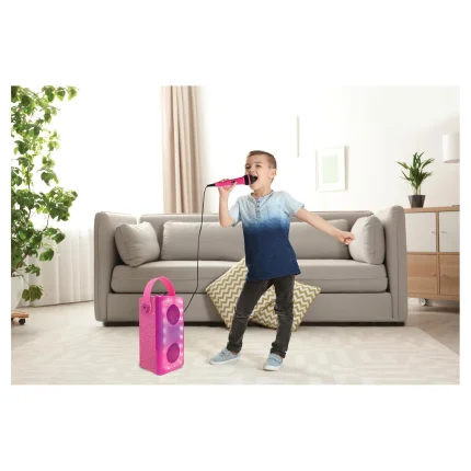 Bezdrátový svítící reproduktor s mikrofonem růžový