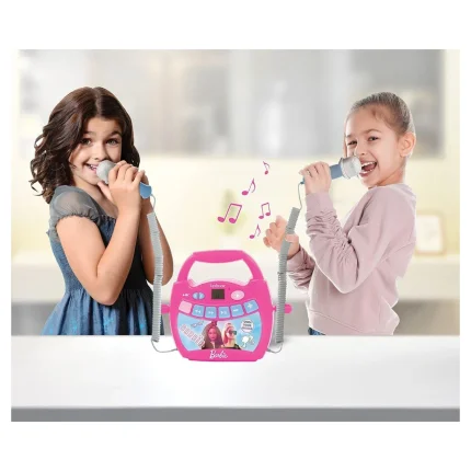 Svietiaci digitálny karaoke prehrávač s 2 mikrofónmi - Barbie