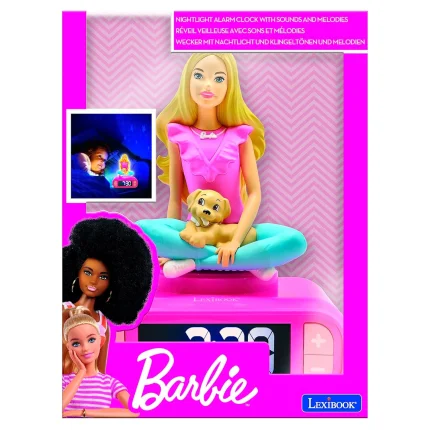 Budík s nočným 3D svetlom - Barbie