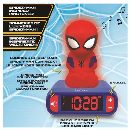 Budzik z nocnym światłem 3D - Spider-Man