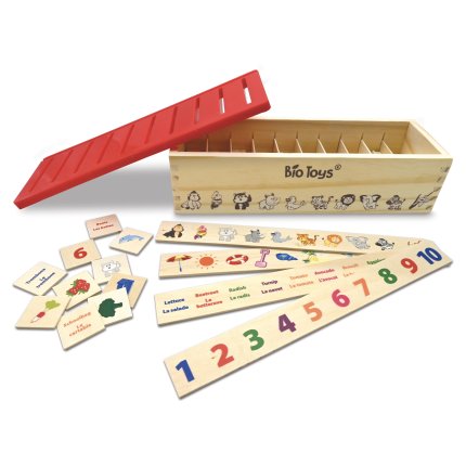 Anglicko-francúzsky drevený box na slovíčka Bio Toys