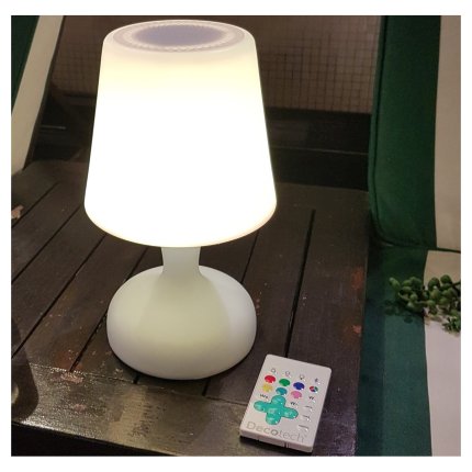 Waterdichte luidspreker in de vorm van een tafellamp met LED