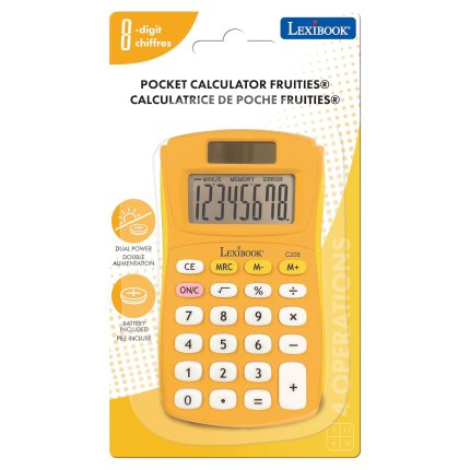 8-Digit Solar Pocket Calculator Yellow