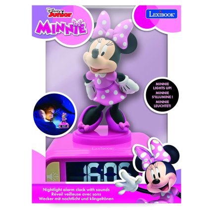 Ceas deșteptător cu lumină de noapte 3D Minnie Mouse