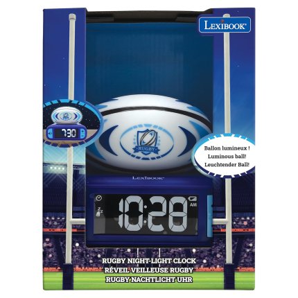 Budilica s noćnim 3D svjetlom Rugby lopta