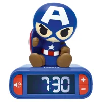 Budík s nočním 3D světlem Captain America - Avengers