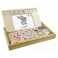 English-French Wooden Word School Bio Toys