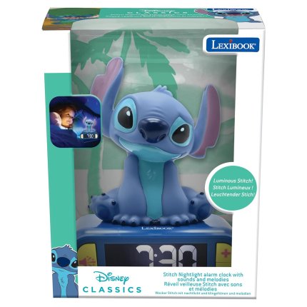 Budík s nočným 3D svetlom - Disney Stitch