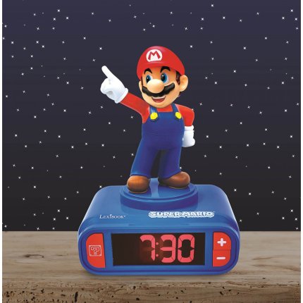 Ceas deșteptător cu figurină 3D Super Mario