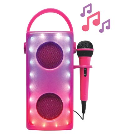Draadloze lichtgevende luidspreker met microfoon roze