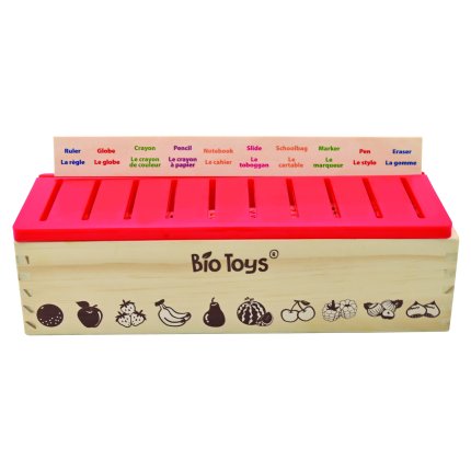 Anglicko-francúzsky drevený box na slovíčka Bio Toys