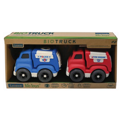 Camionette della polizia e dei pompieri in bioplastica 18 cm