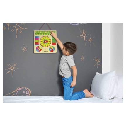 Houten kalender met klok in het Nederlands Bio Toys