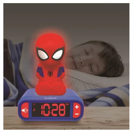 Budík s nočným 3D svetlom - Spider-Man