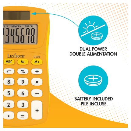 8-Digit Solar Pocket Calculator Yellow