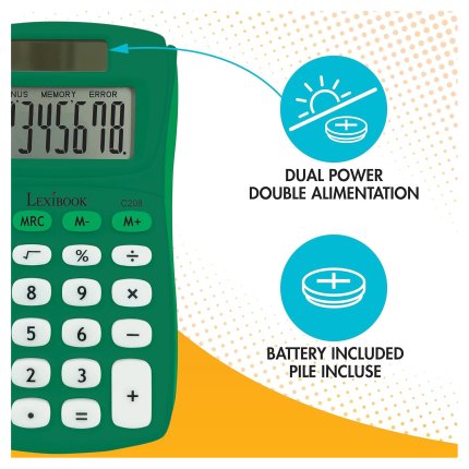 8-Digit Solar Pocket Calculator Green