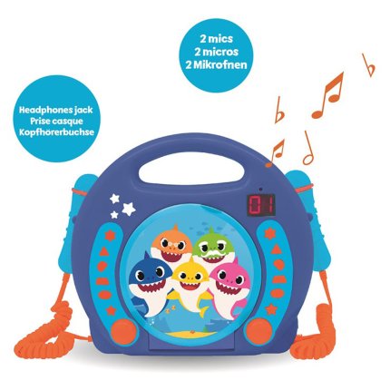 CD Player portabil cu 2 microfoane Baby Shark
