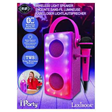 Draadloze lichtgevende luidspreker met microfoon roze
