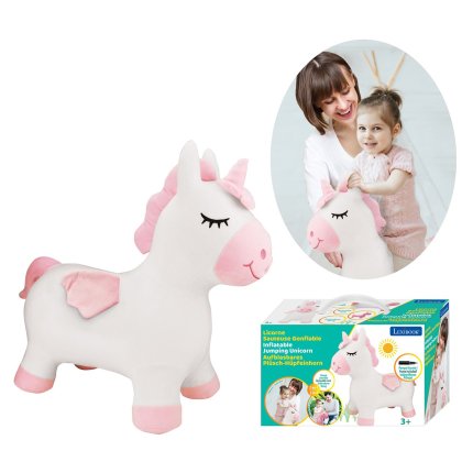 Unicorno gonfiabile saltellante in peluche