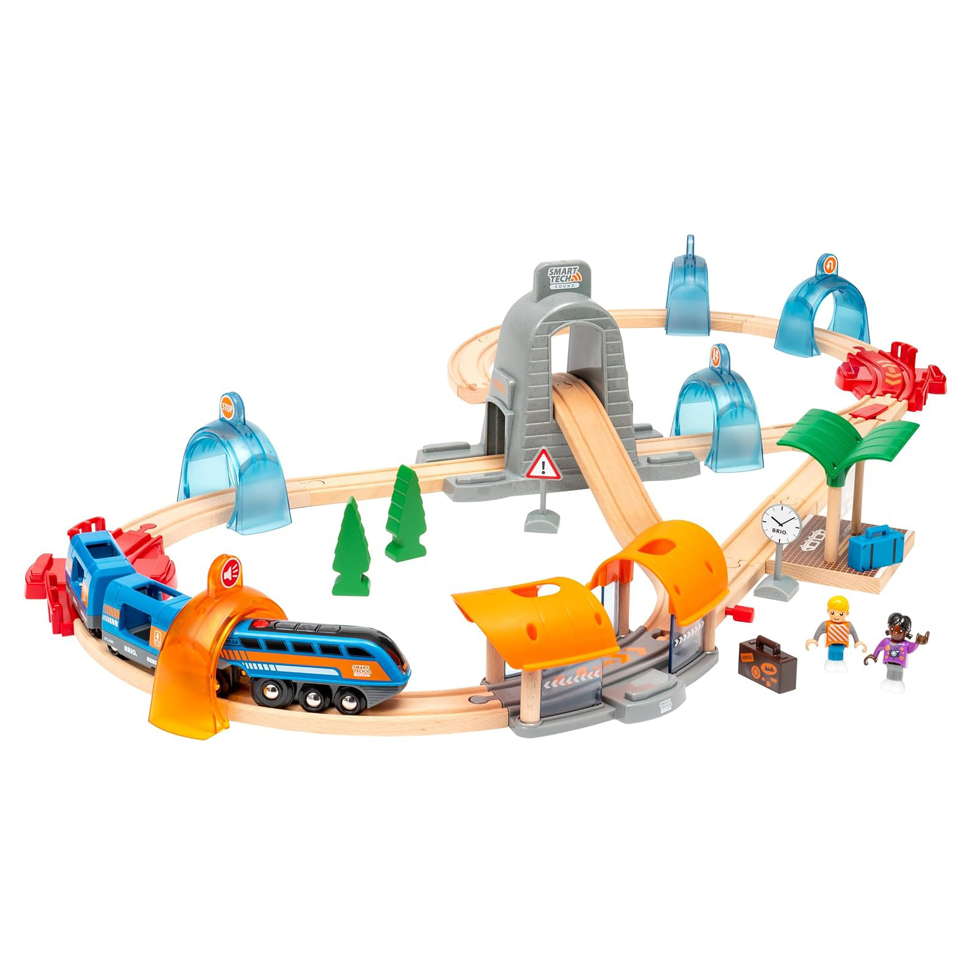 BRIO World Akční vlaková sada s tunely Smart Tech Sound